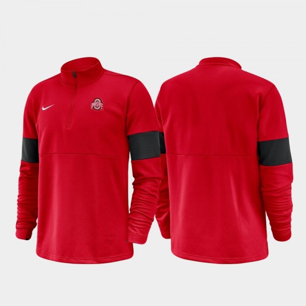 Ohio State Buckeyes Men's Scarlet Half-Zip Performance 2019 Coaches Sideline College Football Jacket 2404TWBY5